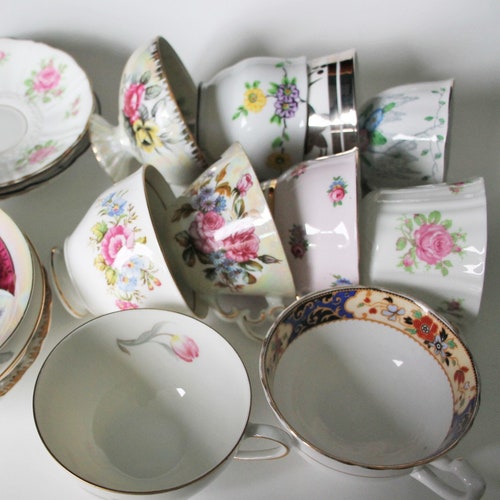 10 Teacups and Saucers, Wedding Bridal shops Baby Shower, Tea Garden Party
