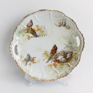 Antique Serving Plate Birds and Nest Leuchtenburg Germany