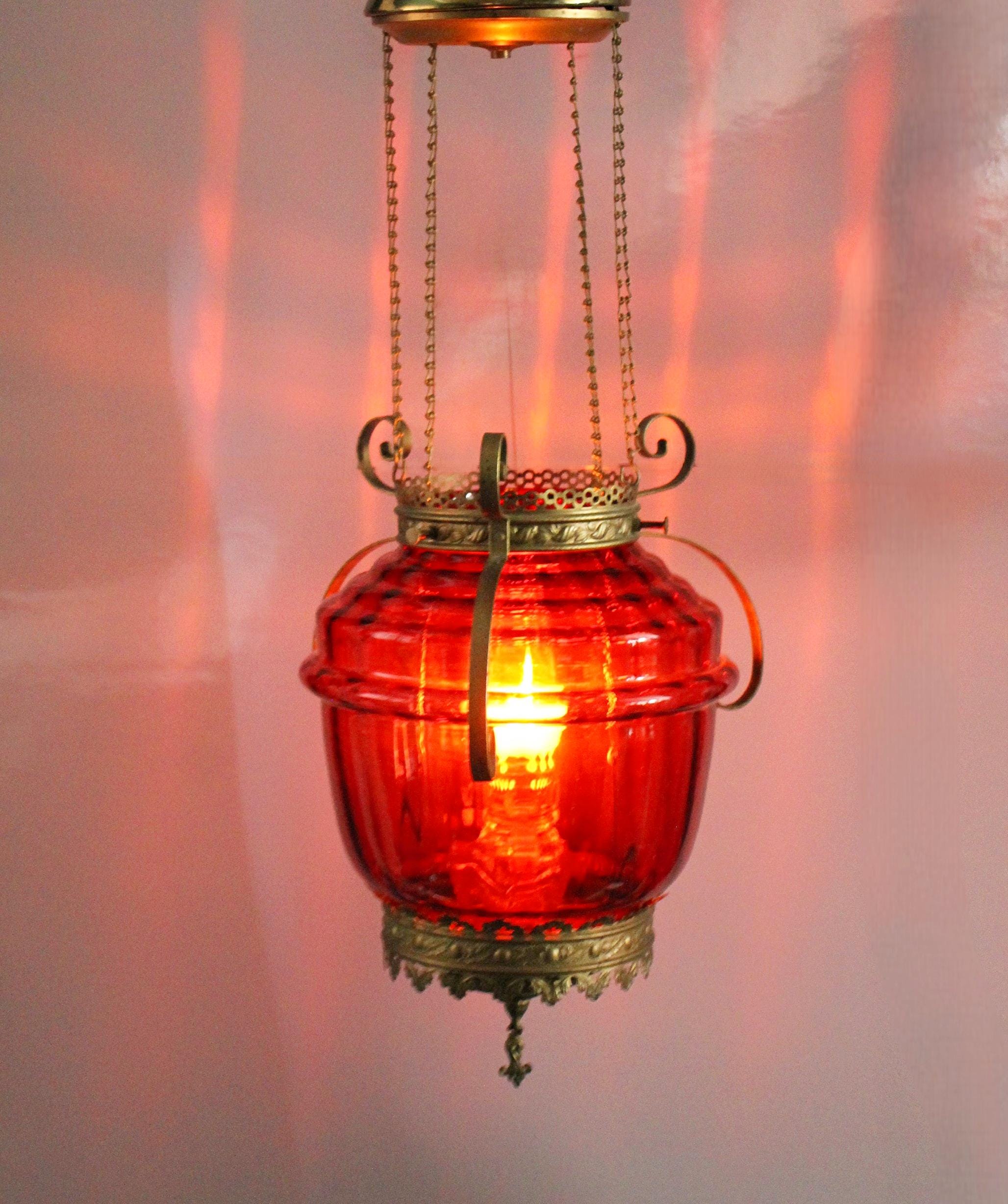 Antique Victorian Hanging Parlor Lamp