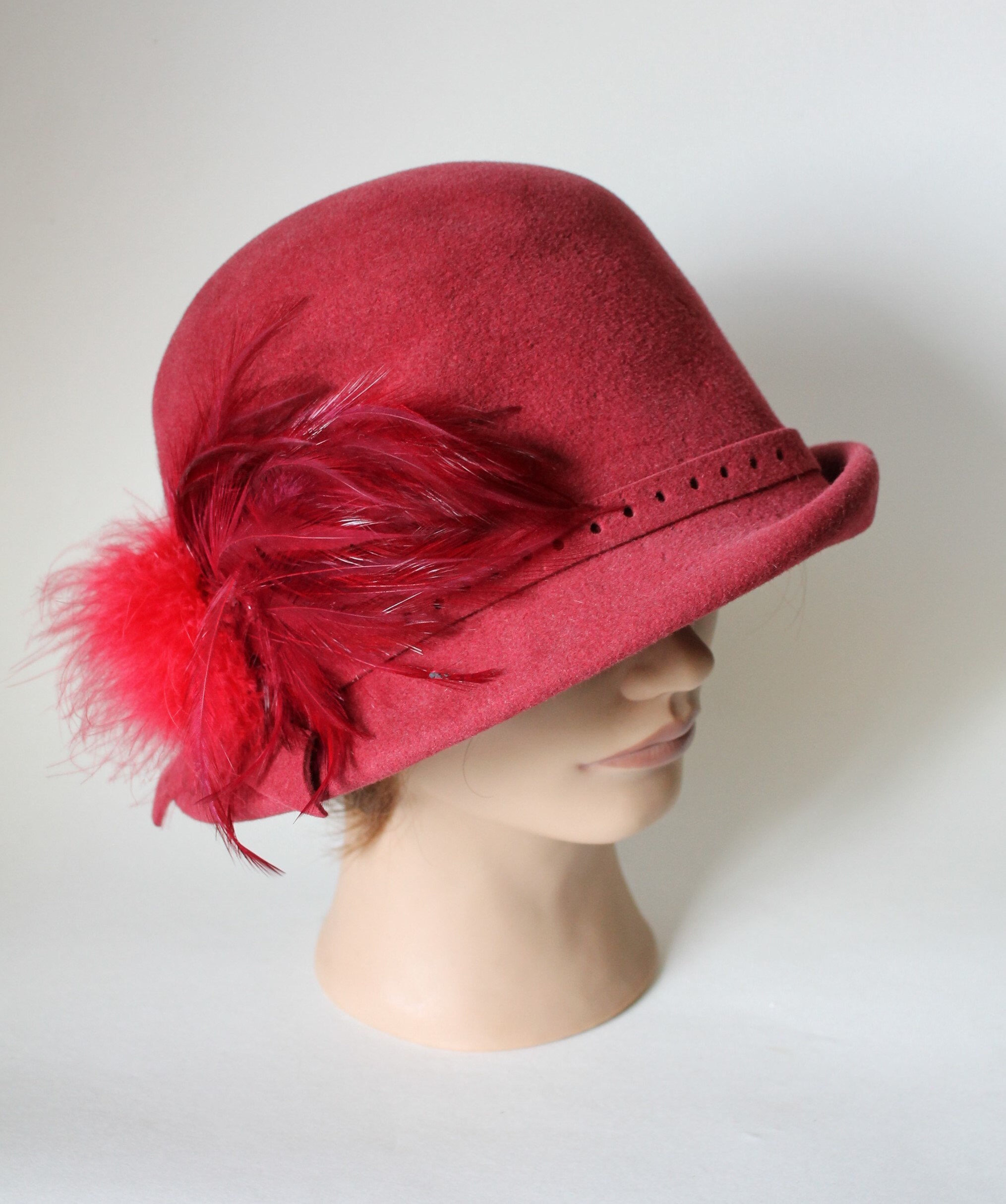 Vintage 70's Wool Bucket Hat With 