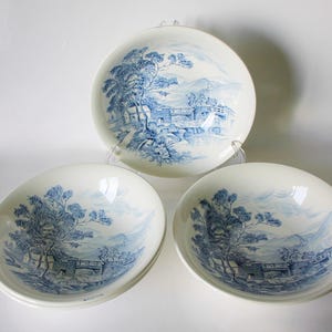 Wedgwood Countryside Blue Soup Cereal Bowls Set of Four
