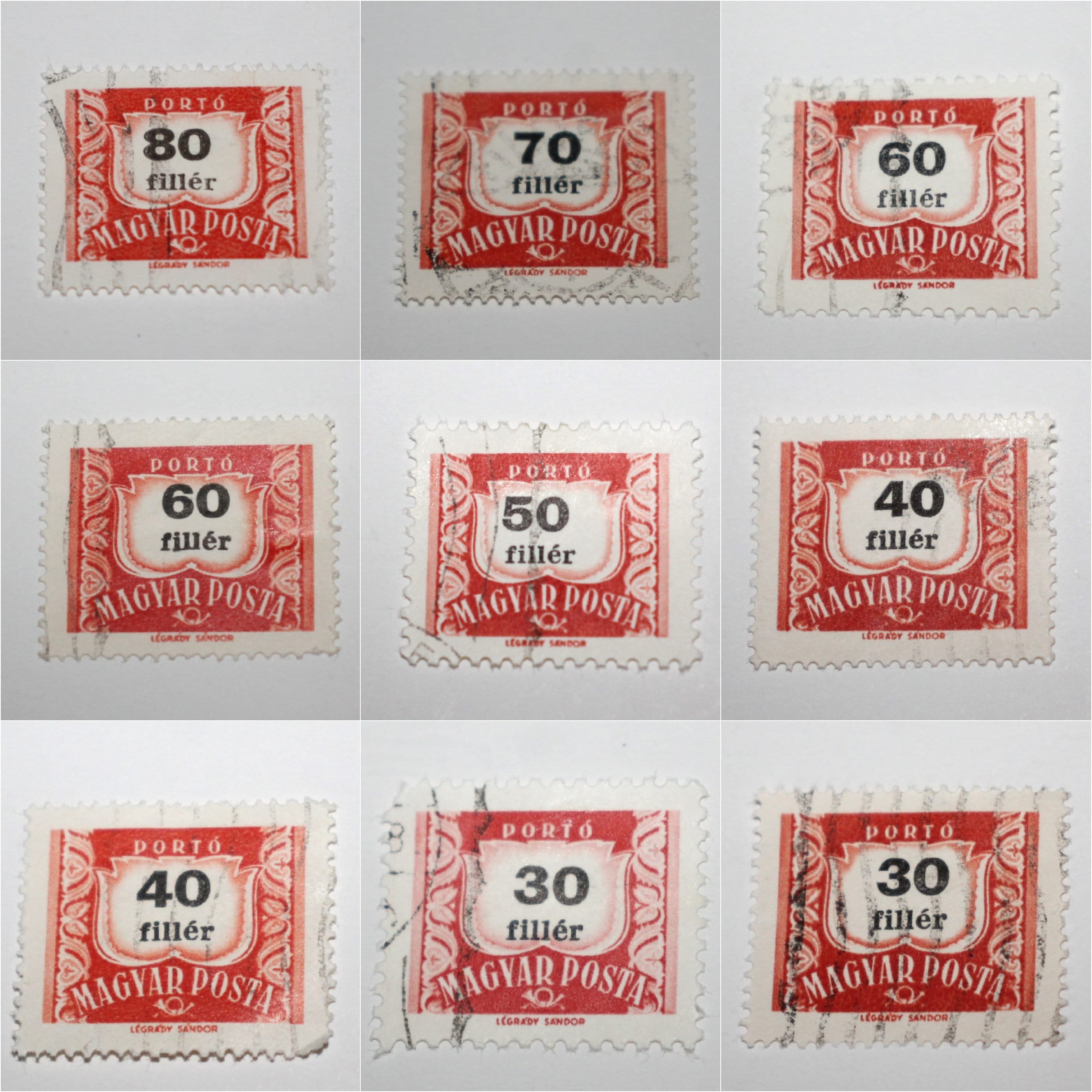 ハンガリー 郵便料金未払い切手セット 1922年から1965年 紋章 郵便角