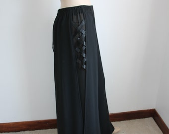 Vintage 1990's Sheer Split Black Pants, Milla Bell, Size 8