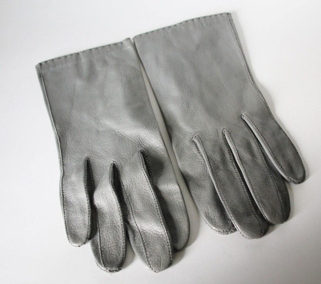 Vintage Soft Grey Leather Gloves by Martin Size 7.5 Etsy