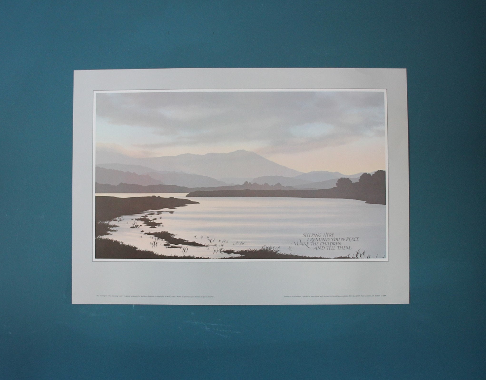 Environmental Peace Print Sleeping Lady Mount Tamal Serigraph Kathleen Lipinski 1988