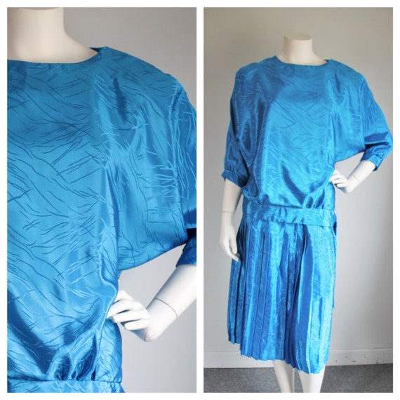 Vintage Blue Two Piece Dress California Girl Size… - image 1