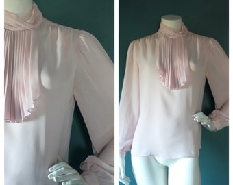 Vintage 1980's Pale Pink Blouse Miss Tee Size 14