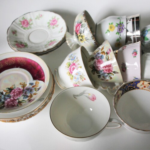 10 Teacups and Saucers, Wedding Bridal shops Baby Shower, Tea Garden Party