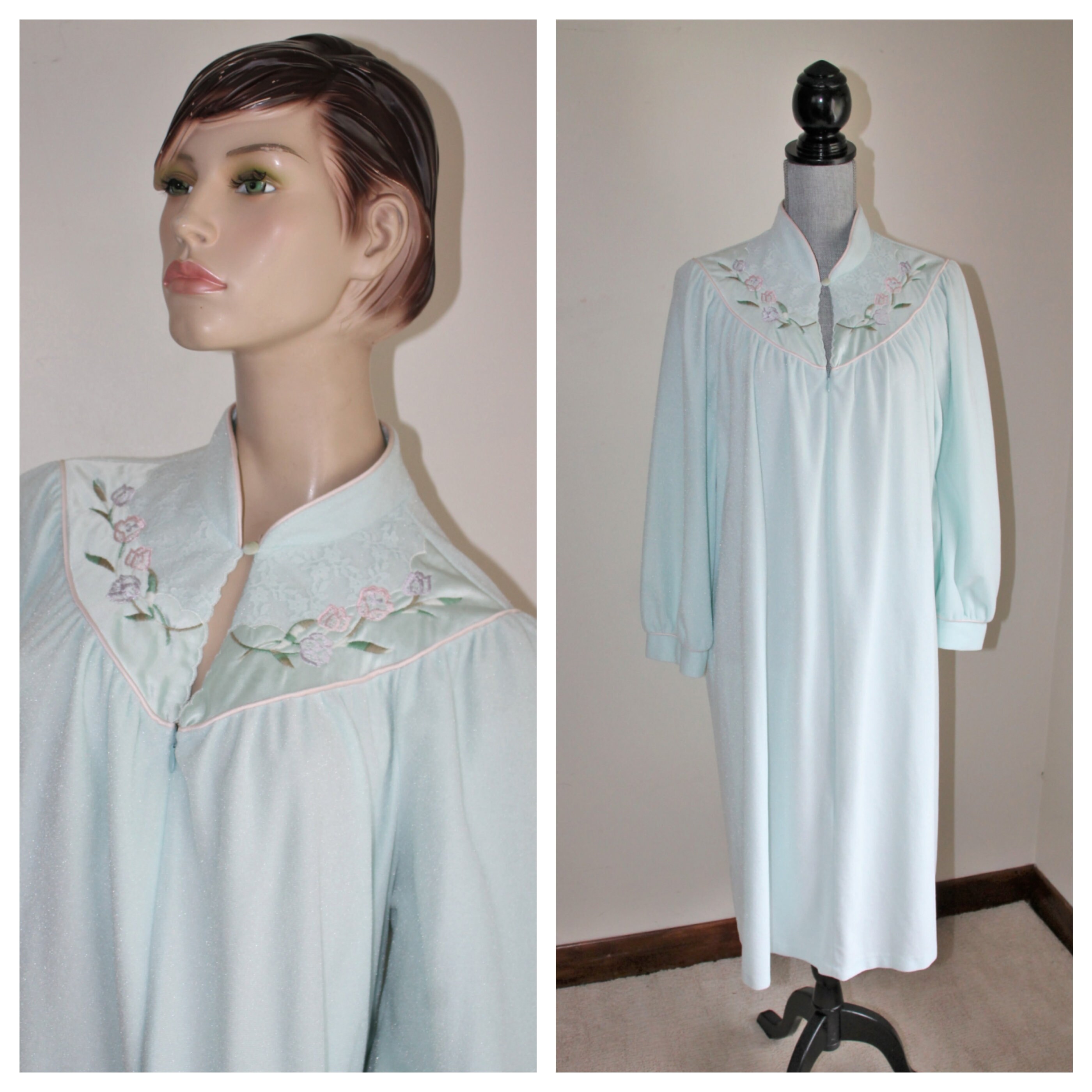 Vintage Soft Aqua Robe by Vanity Fair Size Large Etsy