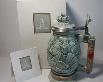 Large Beer Stein Christopher Columbus New World Avon 1992 With Box
