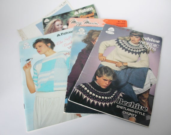 Sweater Jumper Knitting Pattern Books Beehive Patons Mary Maxim 