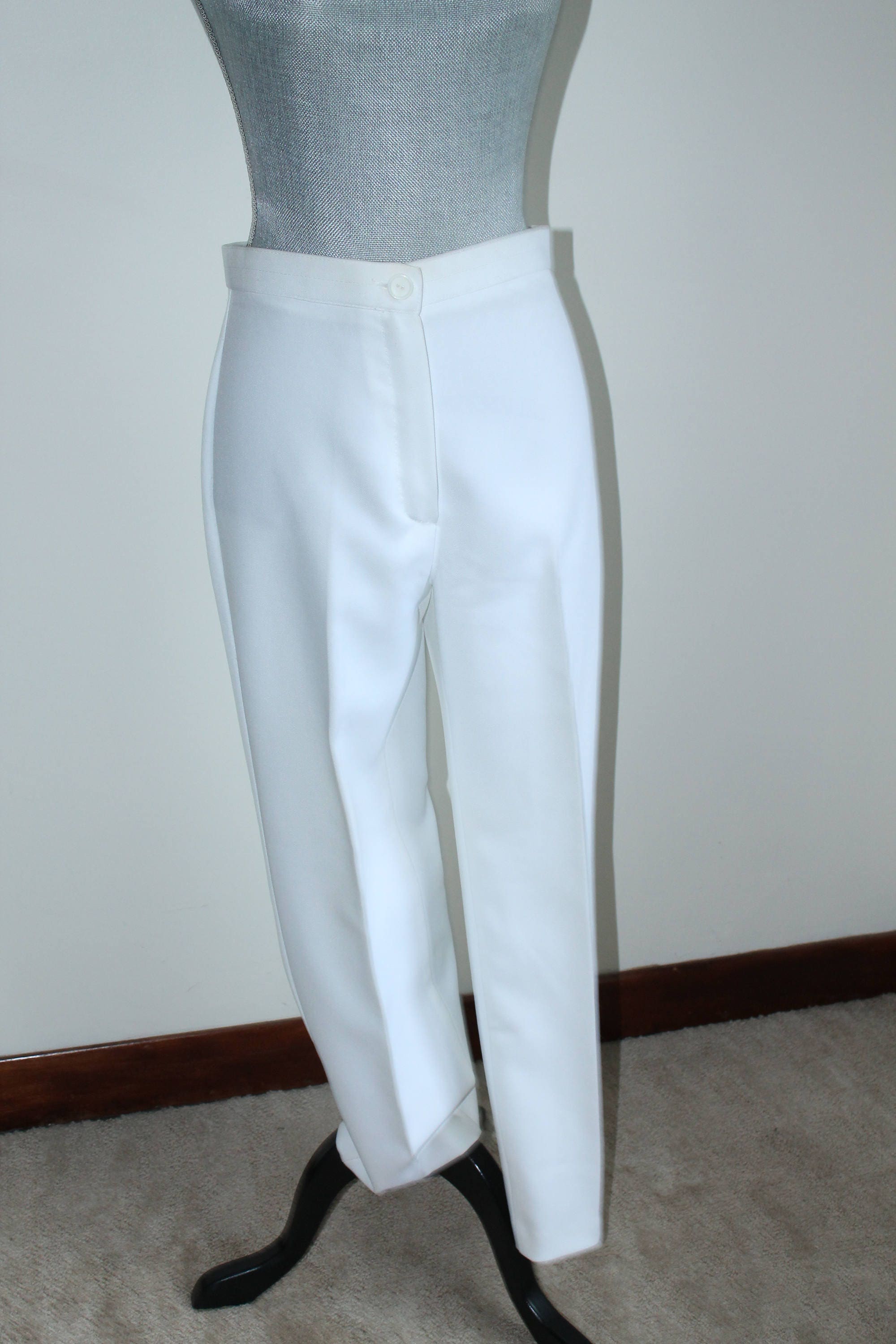 White Summer Pants by Barat Vintage 1970s Trousers Size 13 14 | Etsy