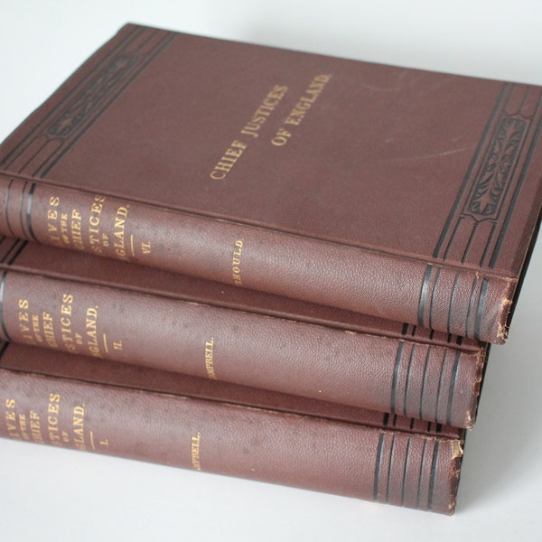 Antique Law Book, The Lives of the Chief Justices of England, Sir Joseph Arnould, 1876, Vol 1, Vol 2, Vol 6
