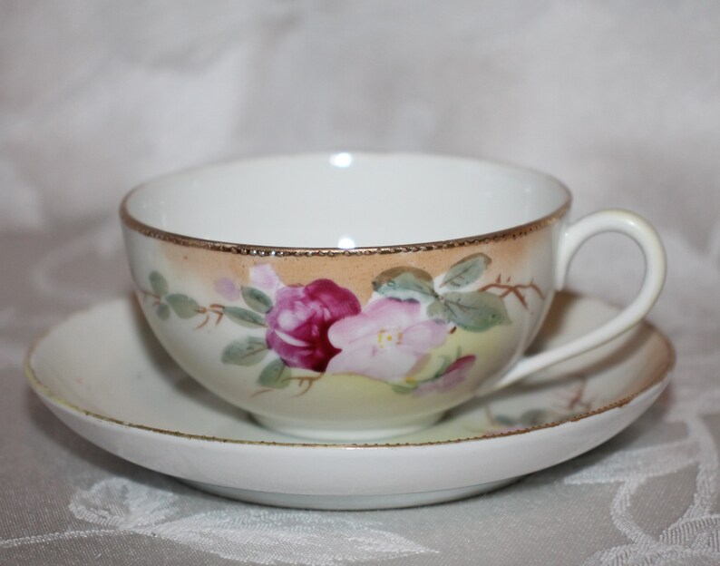 Nippon Teacup and Saucer Crown Mark Circa Early 1900s Etsy
