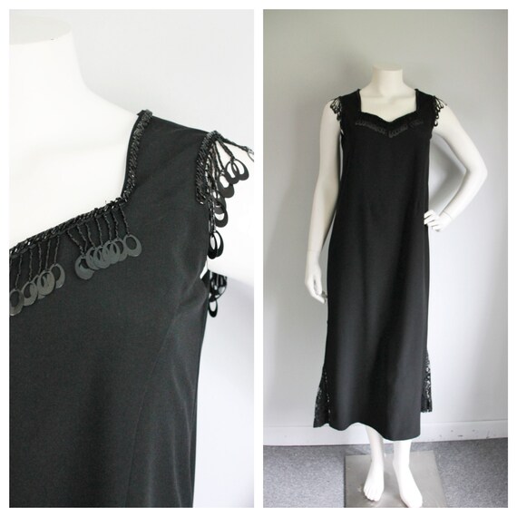 Vintage Black Midi Dress Size Medium, Lace Beads, 1980's - Etsy New Zealand
