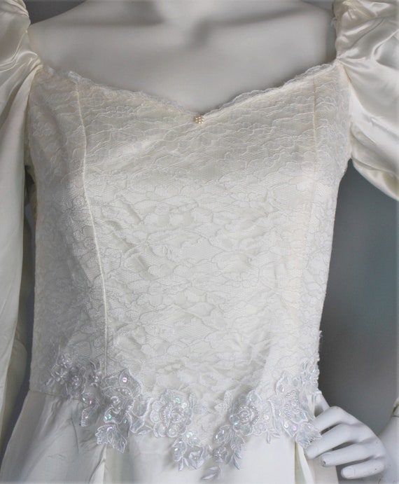 Satin Sheath Wedding Dress, Detachable Train, Siz… - image 3