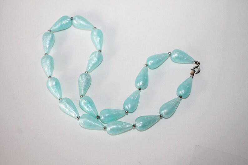 Blue Teardrop Beaded Necklace