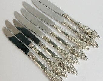 【Rogers Bros】ディナーナイフ 6本 RENAISSANCE 華麗！！ Rare Antique 1847 Rogers Bros 1876 WINDSOR Blunt Solid Dinner