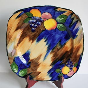 Plato cuadrado Tunstall Fruta de otoño Colores vibrantes Patrón de frutas