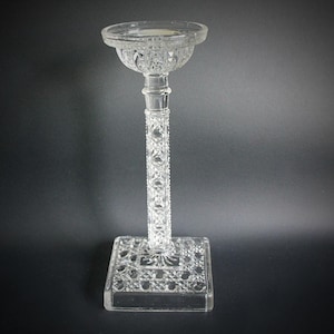 Tall Glass Pedestal Candlestick Holder, Fairy Lamp Stand, Gebruder von Streit Glassworks Germany 1920&#39;s