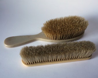 ヴィンテージ化粧台セット セルロイド製 ミラーブラシ カーリング 圧着