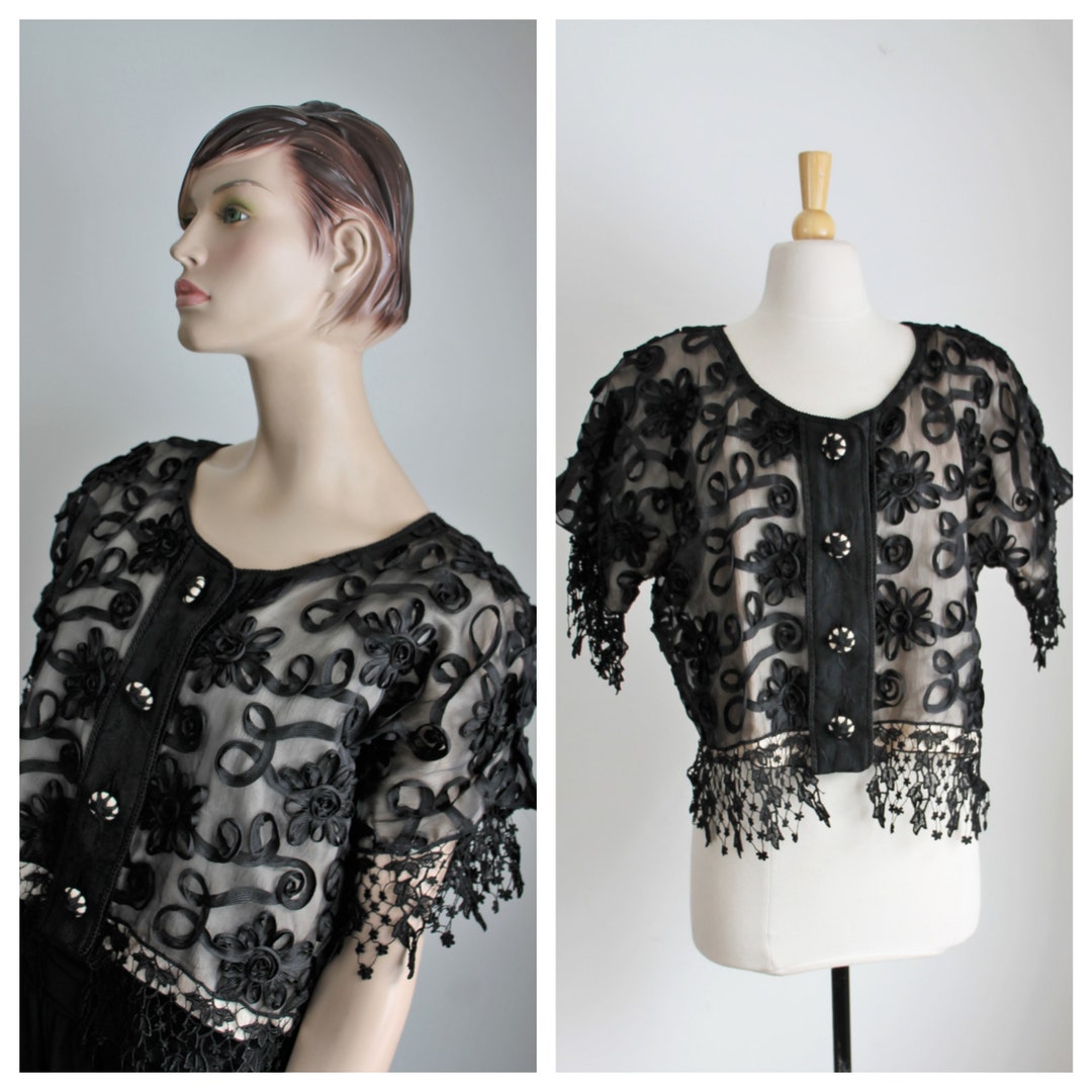 Black Silk Formal Blouse Lili Butler Size Medium - Etsy