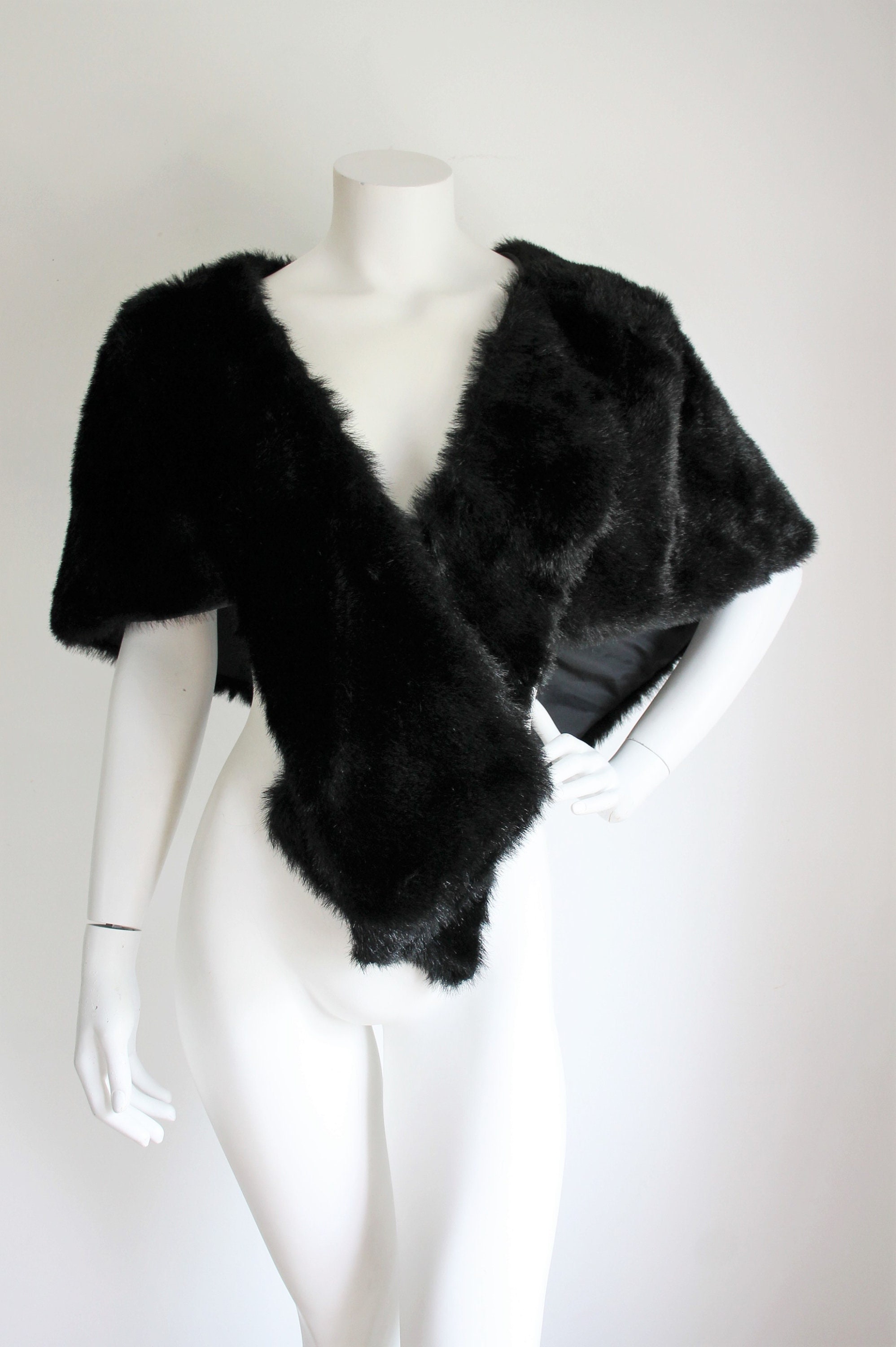 Faux Black Fur Shoulder Wrap Etsy