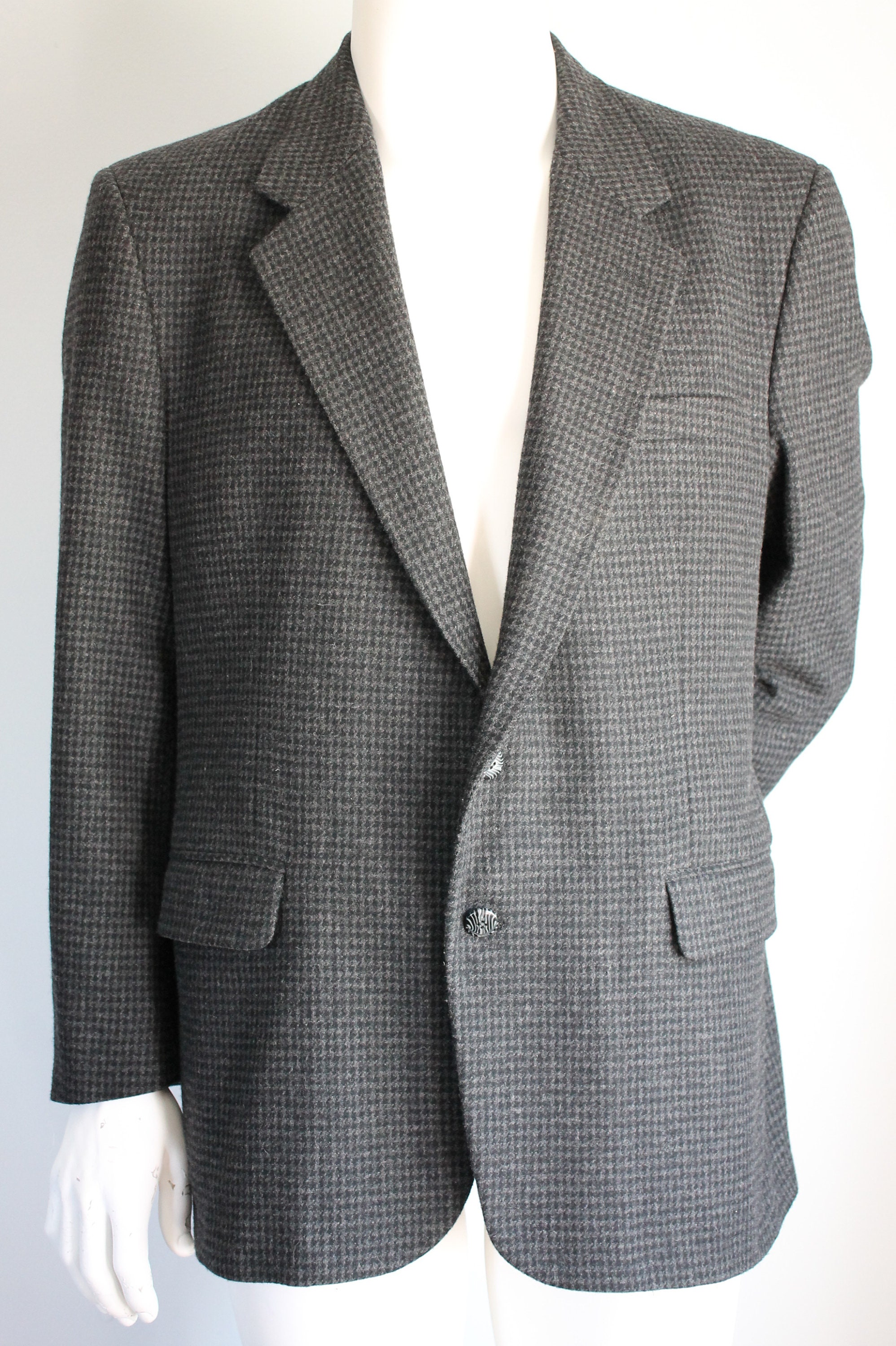 Grey Wool Jacket Oleg Cassini 44 Regular Vintage 1990's | Etsy