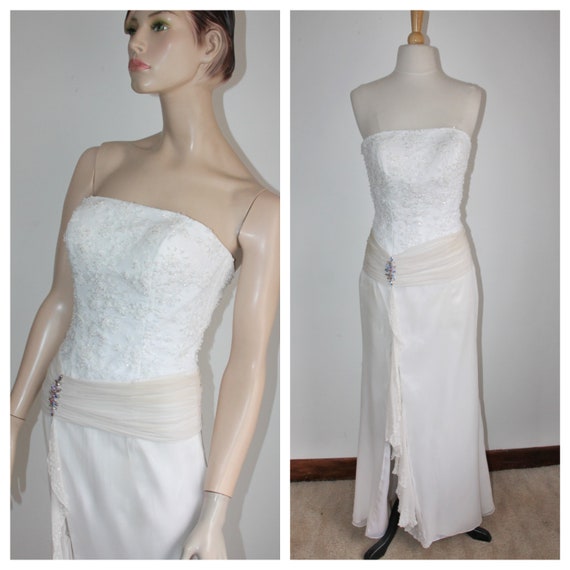 strapless silk wedding dress