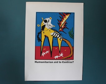 Doug Minkler Paper Screen Print 1985 Aid to Contras