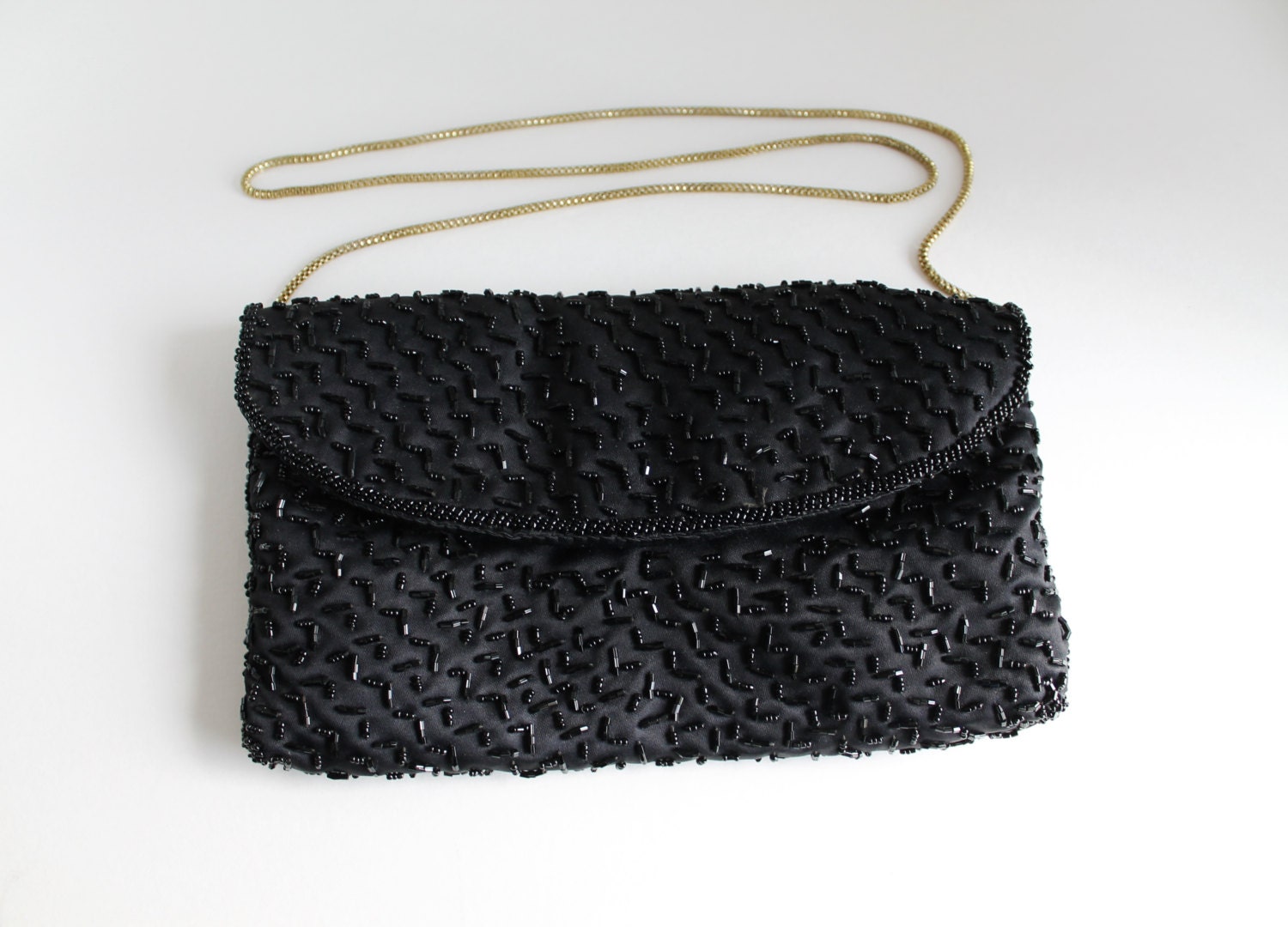 60s Black Beaded Clutch Bag Formal Evening Purse Made in Macau | Etsy