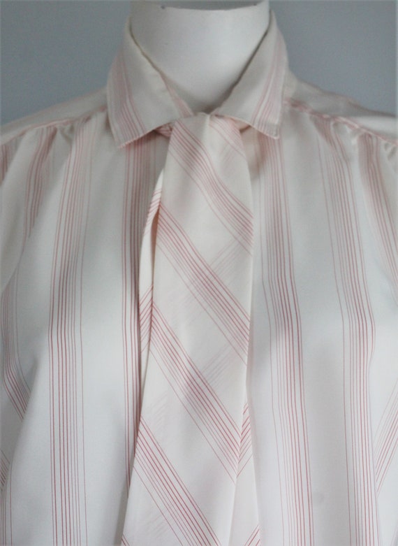 Vintage 70's Red White Pinstripe Blouse Shirtmate… - image 3