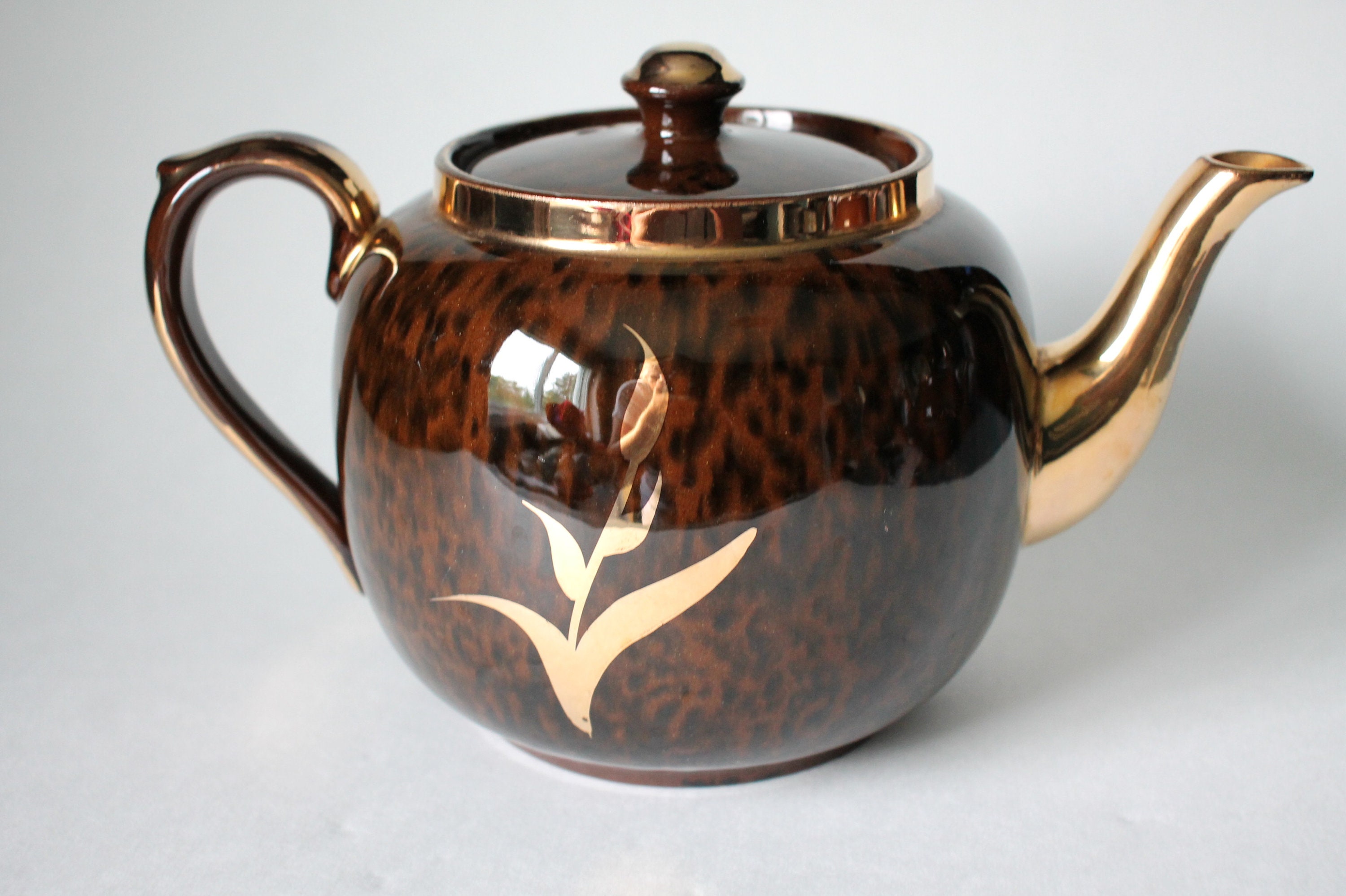 Brown Teapot with Yellow Flowers by Gibson Pattern 5492 Etsy