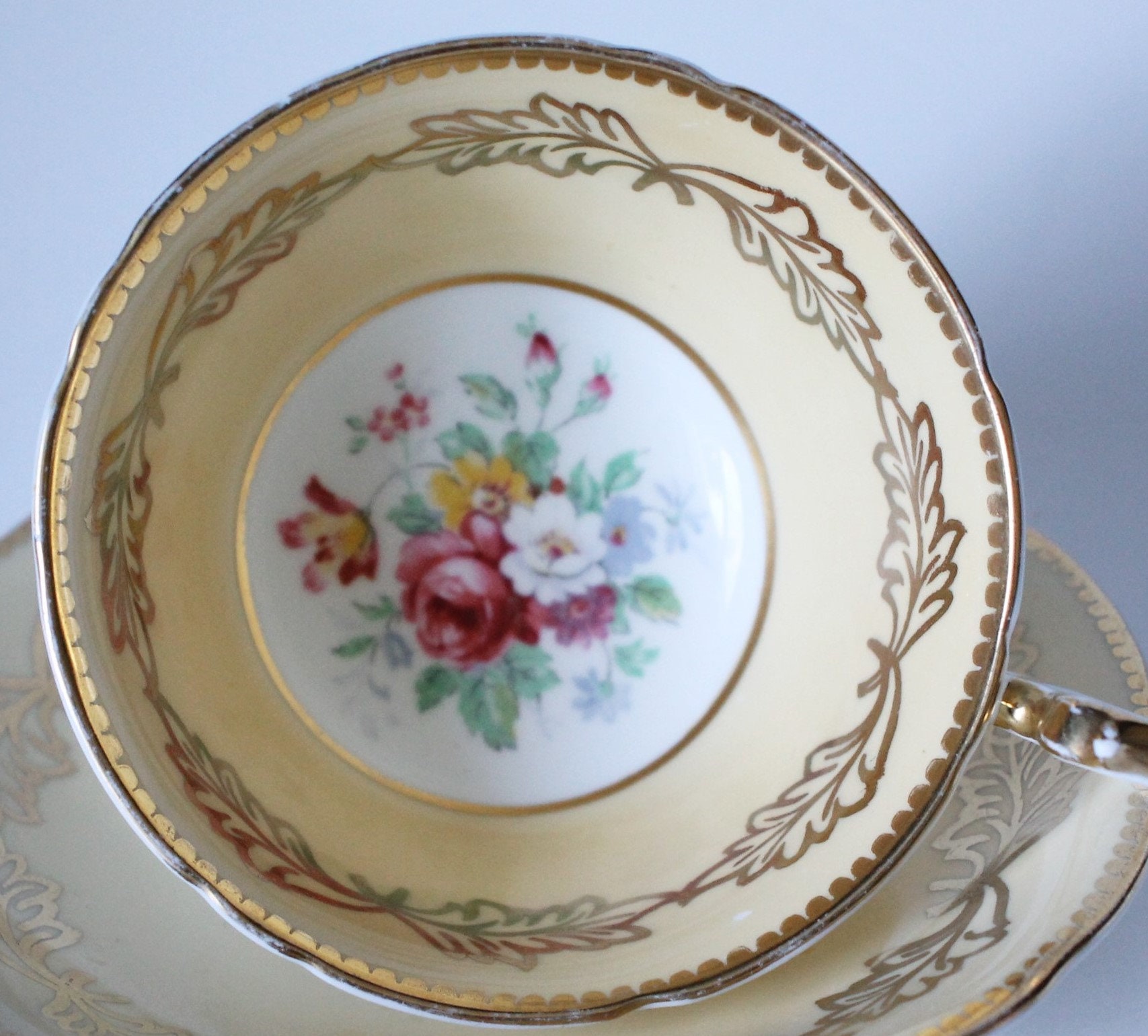 Aynsley Teacup and Saucer, Pattern 7951, Yellow and Gold - Etsy