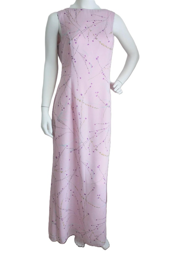 cowl dress long Sweet A-line Cowl Neck Silk Long Prom Dress, Pink / 2 main image 0