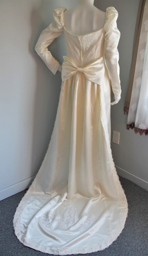 Satin Sheath Wedding Dress, Detachable Train, Siz… - image 8
