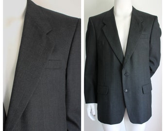 Vintage Dark Gray Wool Jacket, Dario Di Napoli, Size L42 Sport Coat