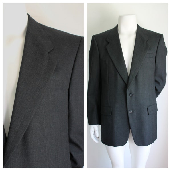 Vintage Dark Gray Wool Jacket, Dario Di Napoli, Size L42 Sport Coat