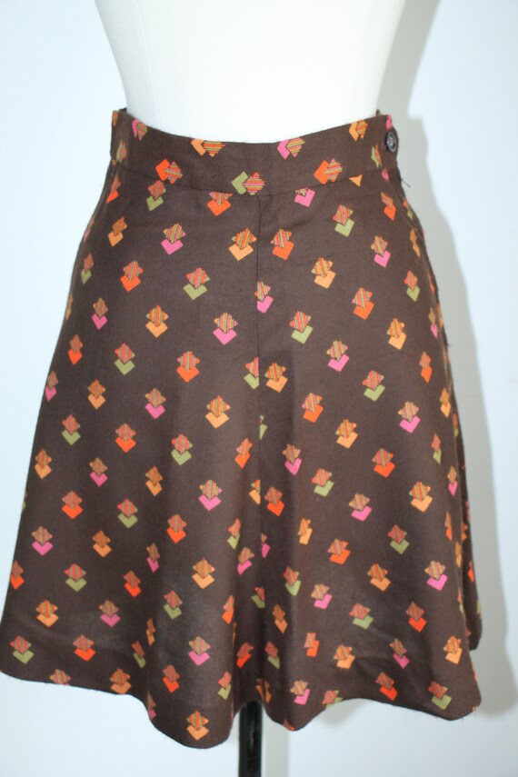 Vintage 70's Mini Skirt Ann Taylor Brown Orange - image 3