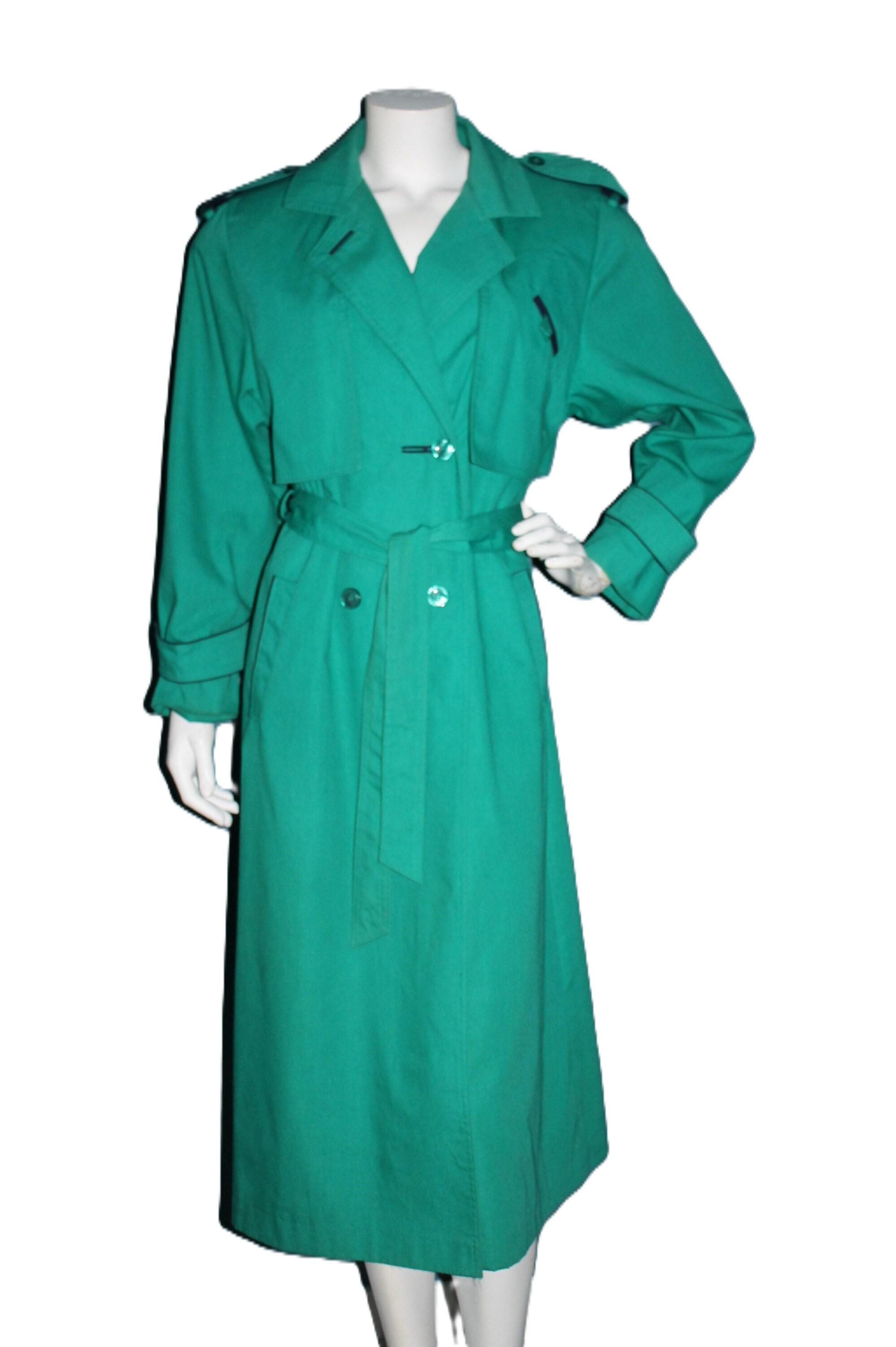 Green Trench Coat Size 7/8 Vintage 1980's - Etsy Green Trench Coat Size 7/8 Vintage 1980's - Etsy