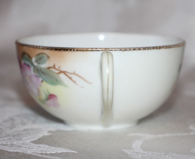 Nippon Tea Cup and Saucer Hand Painted Crown Mark Circa Early Etsy