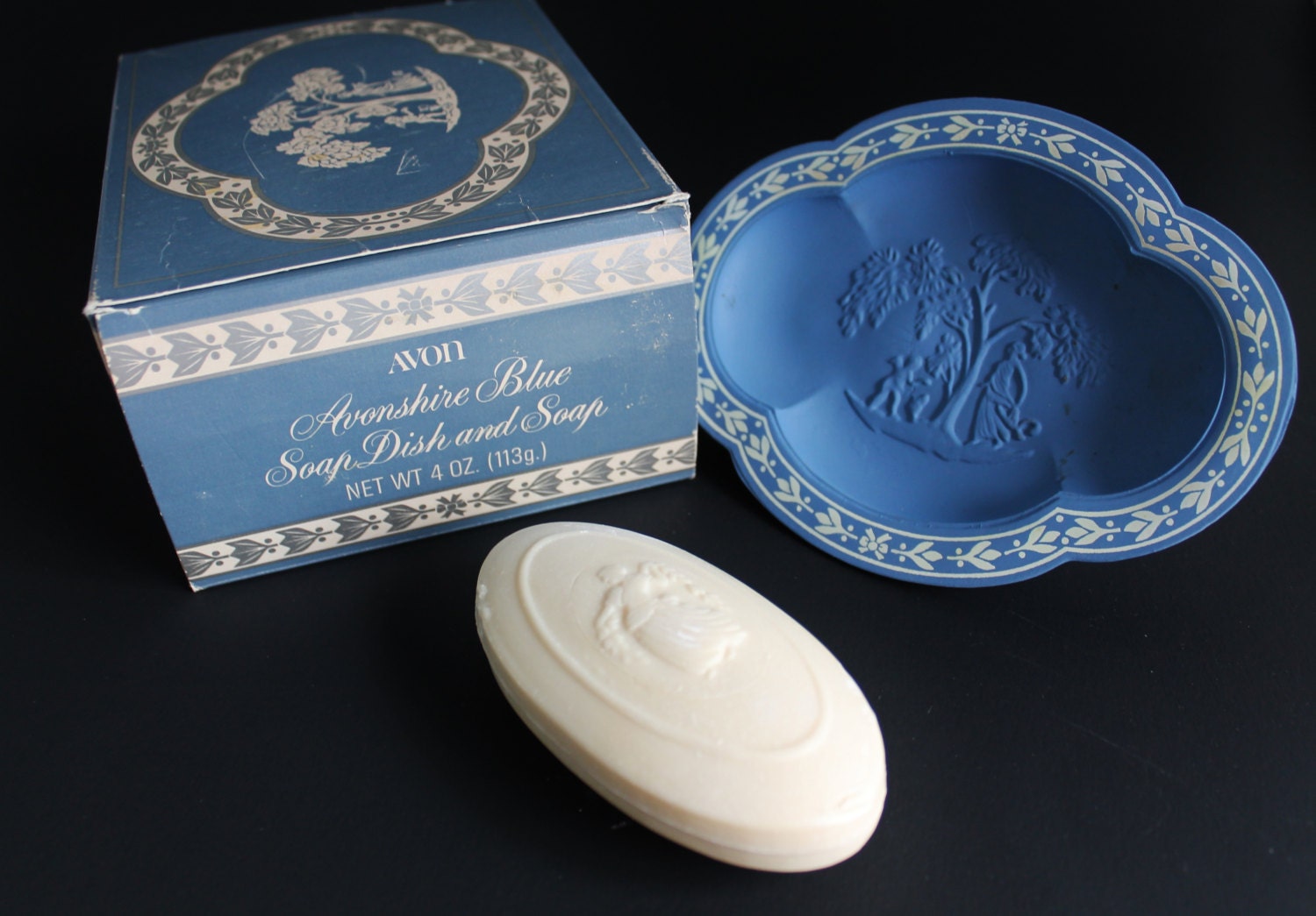Avonshire Blue Soap Dish and Soap by Avon 70s Original Box Etsy