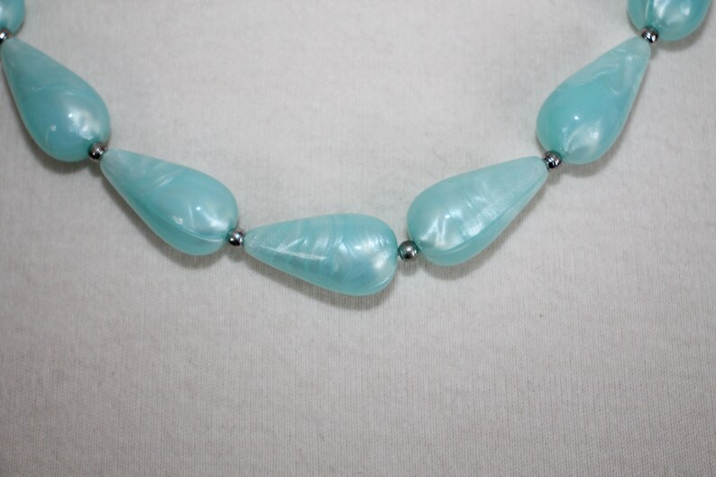 Blue Teardrop Beaded Necklace