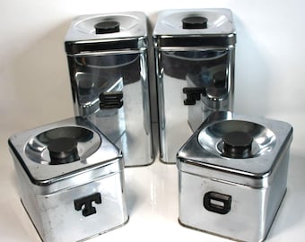 Chrome Canisters Set of Four Circa 1960's