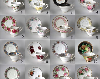 Choice of Teacups and Saucers, Your Pick, Sold by the Set