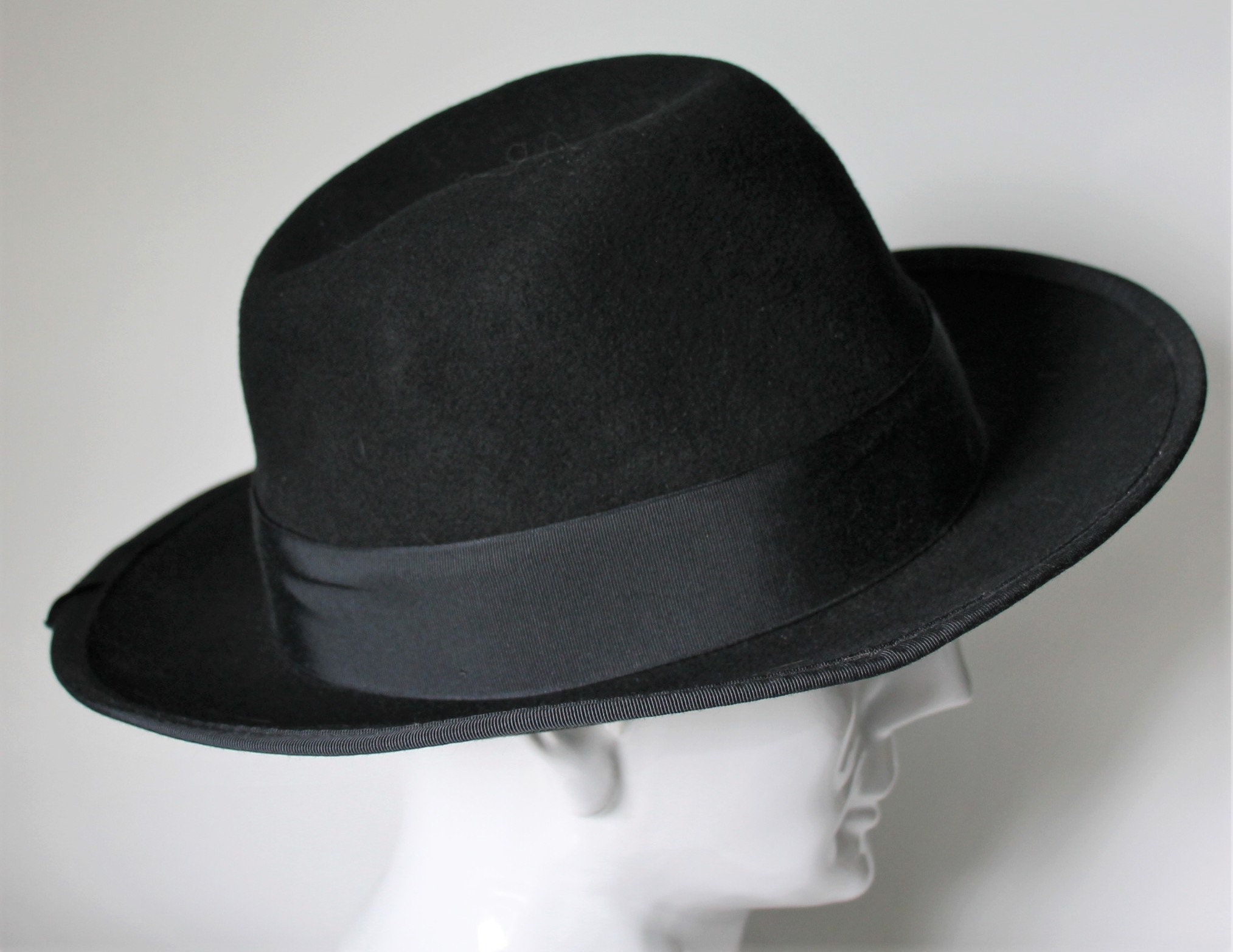 Black Wool Fedora HXC Hat - Etsy