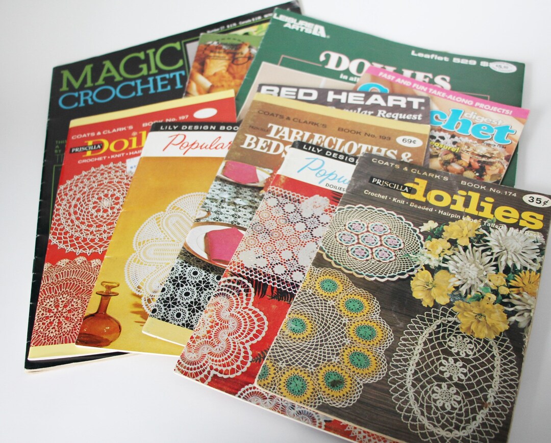 Vintage Crochet Pattern Books Doilies Afghans Bedspreads Etsy