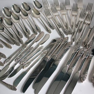 Service d'argenterie motif étoile du soir 49 pièces assiette communautaire Oneida