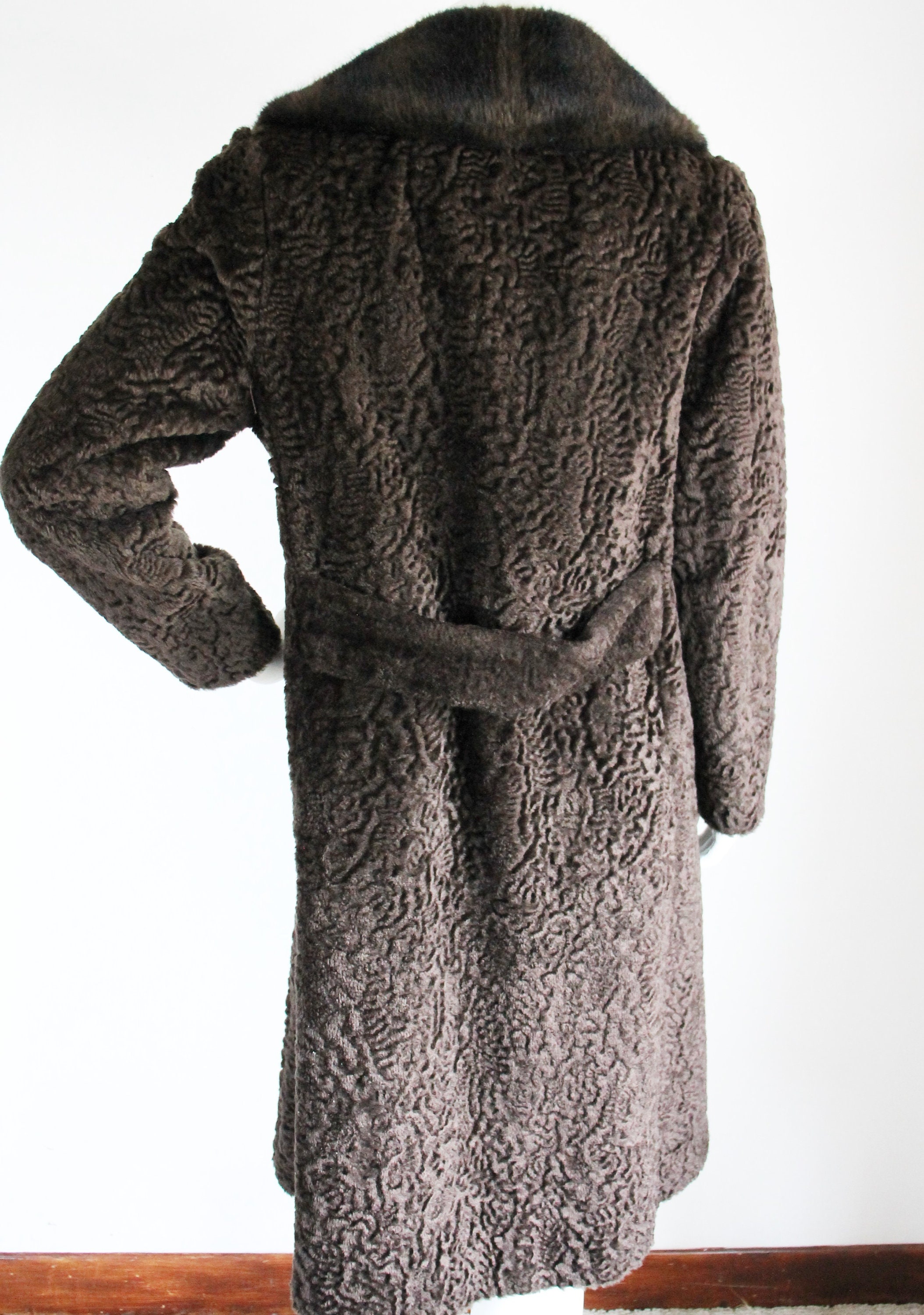 Faux Fur Coat Brown Persian Lamb Size Large Vintage | Etsy