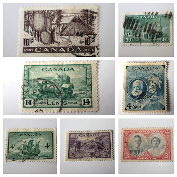 Canada Stamps 1939 to 1950 King George Fur Drying Oil Wells Ram Tank